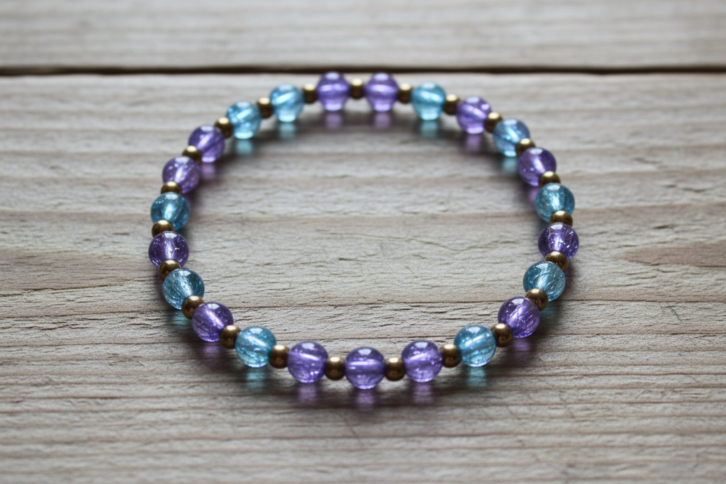 Blue Purple Cracks Glass Bead Bracelets