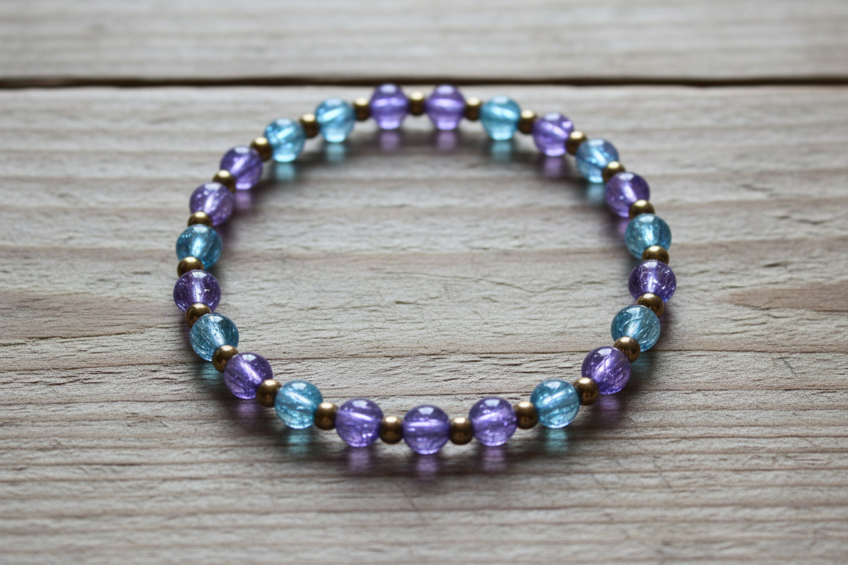 Blue Purple Cracks Glass Bead Bracelets