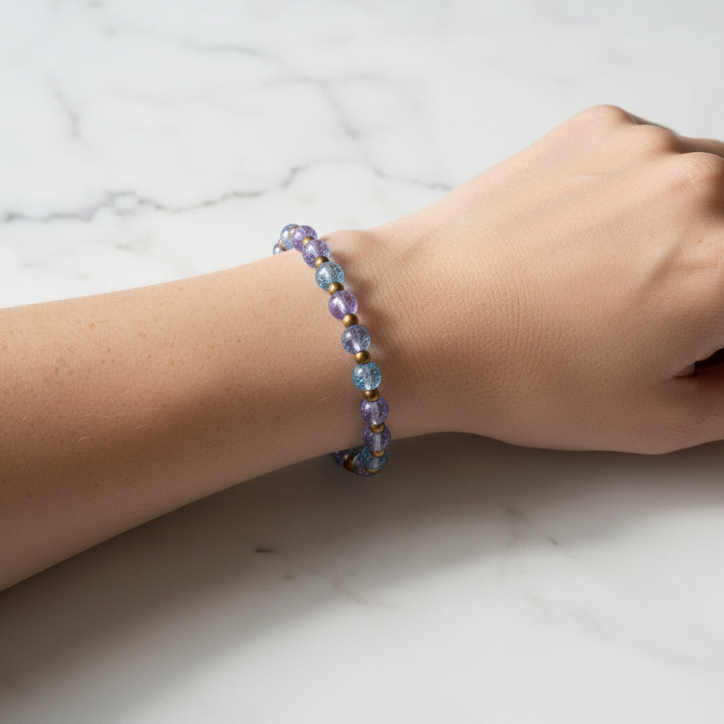 Blue Purple Cracks Glass Bead Bracelets