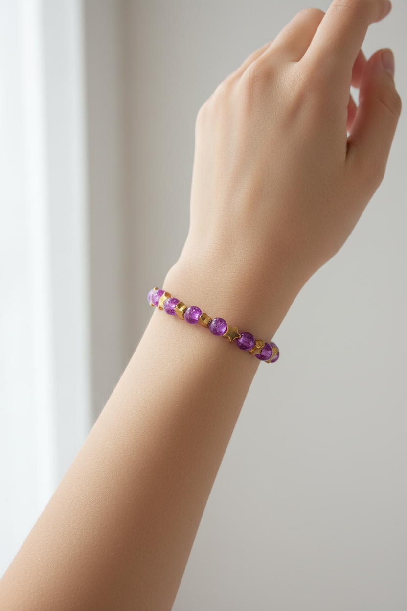 Rouge Purple Cracks Glass Bead Bracelets