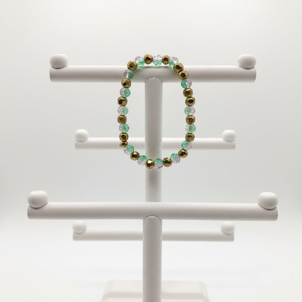 Green Purple Crack Glass Bead Bracelets
