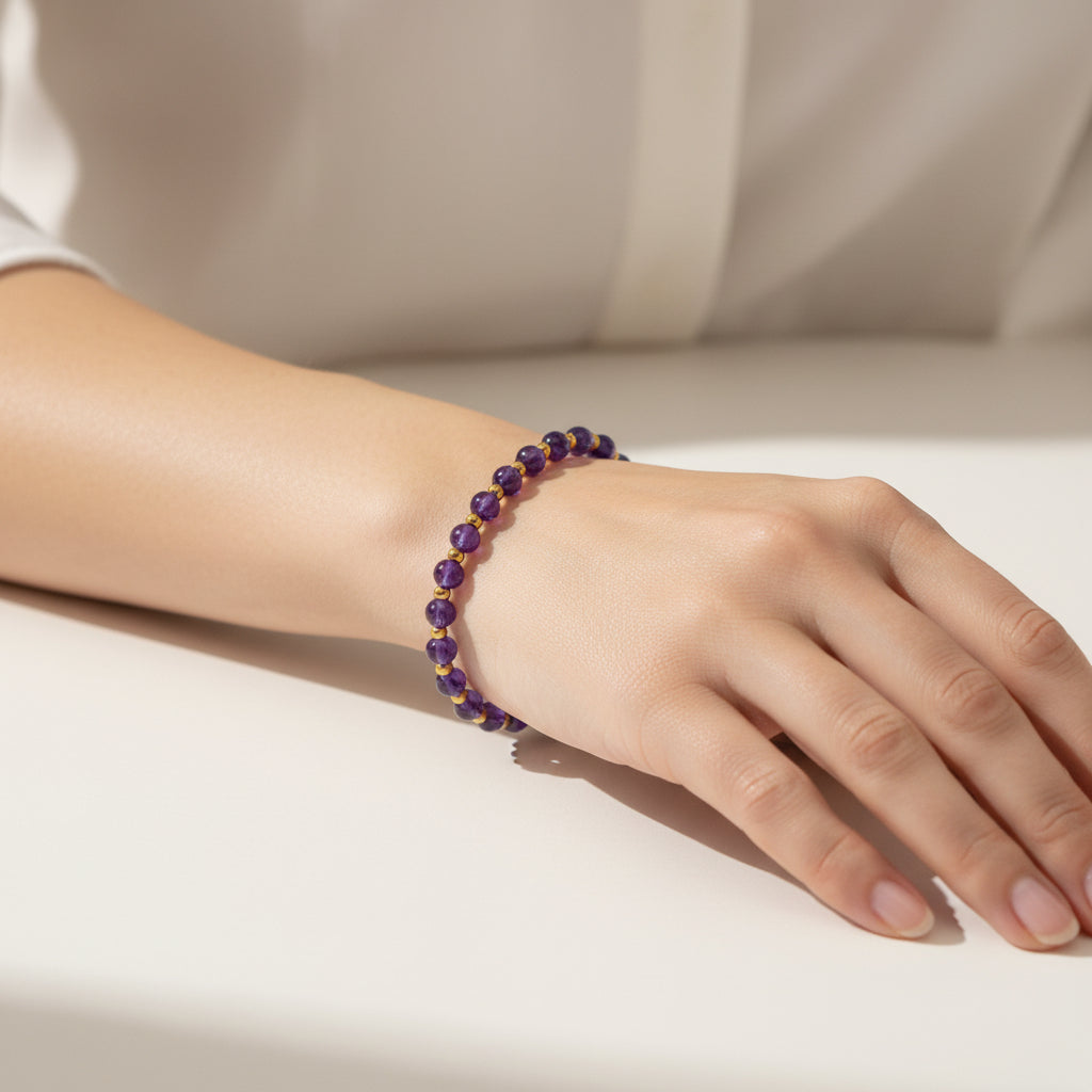 Eggplant Purple Cracks Glass Bead Bracelets