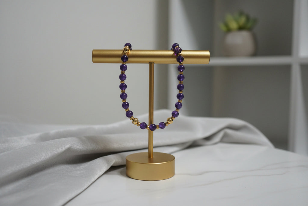 Eggplant Purple Cracks Glass Bead Bracelets