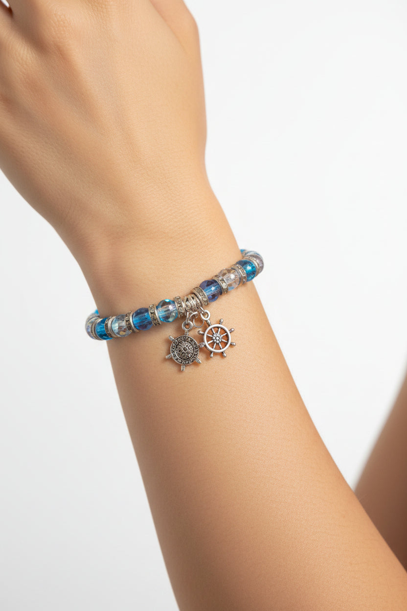 Mix Color Glass Bead Charm Bracelet